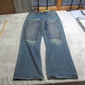 Akdmks Baggy Jeans Mens 36x36 Blue Denim Wide Leg Patch Fade VTG Y2K Skater